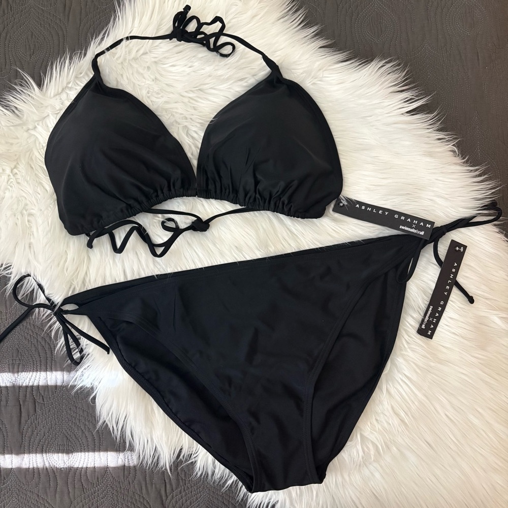 Ashley Graham x Swimsuits for All Black Tie Bikini Bottoms & Top